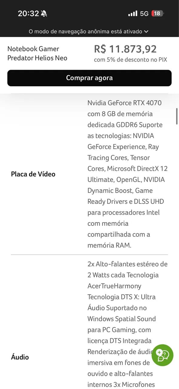 Acer Predator Helios Neo 16 PHN16-72-74VX - OPORTUNIDADE!! - Foto 5