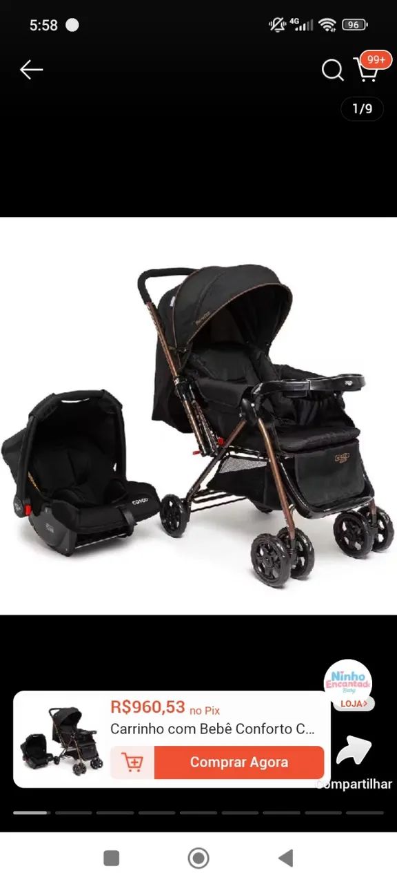 Carrinho de bebê e bebê conforto 