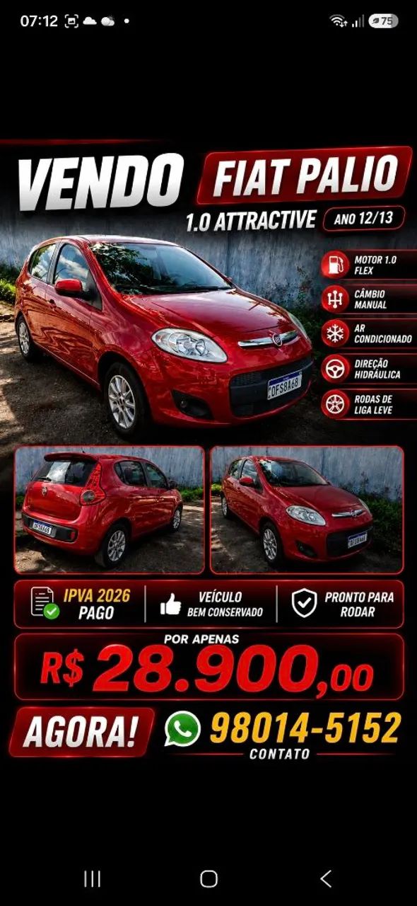 Fiat Palio Palio ATTRACTIVE 1.0 EVO Fire Flex 8v 5p 2013