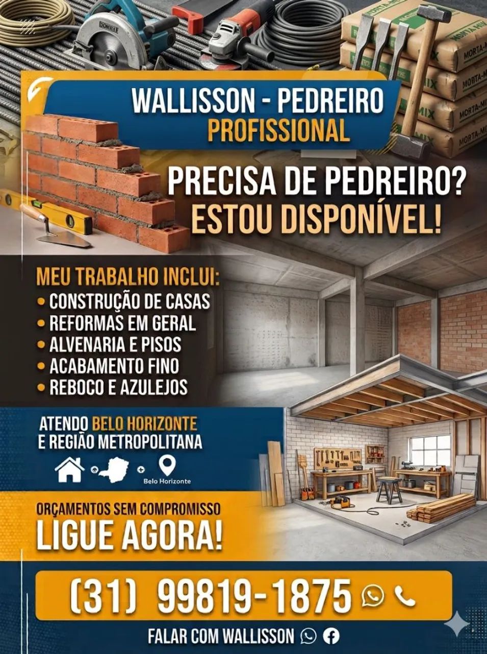 Pedreiro disponível 