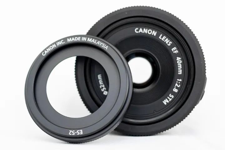 Lente Canon EF 40mm f/2.8 STM Pancake Macro, estado de nova + parasol metal original Canon - Foto 4