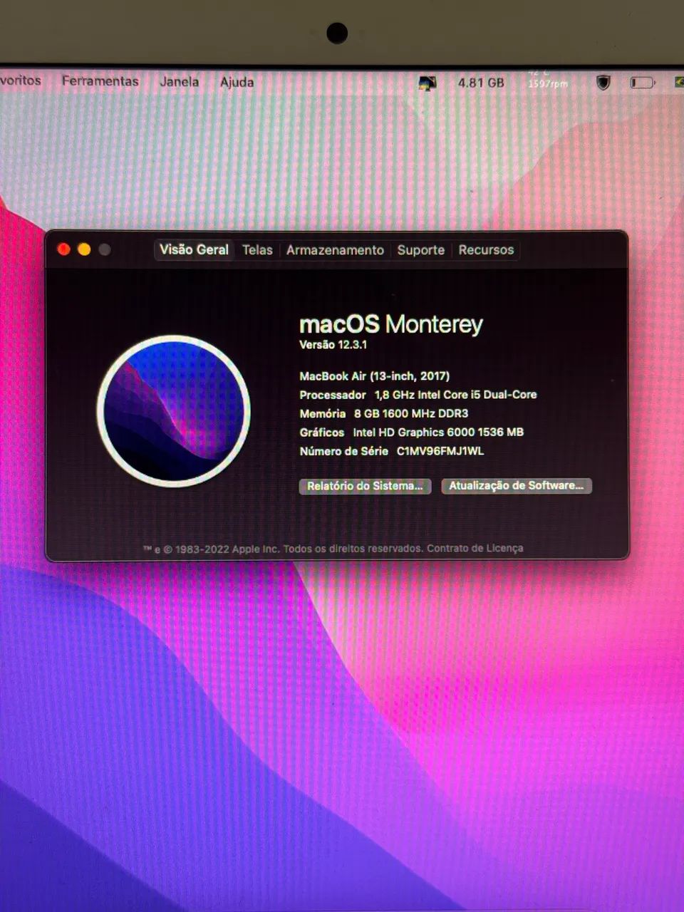 MacBook Air 2017 128gb SSD 8gb RAM - Foto 3