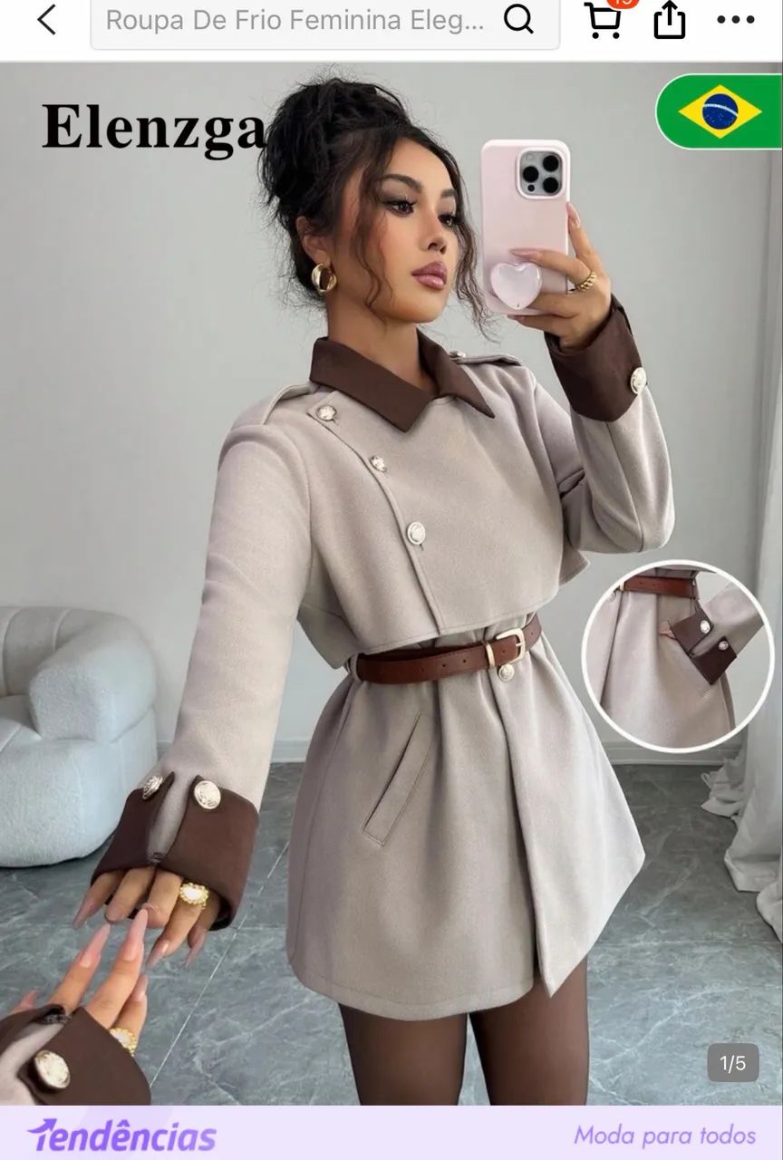 Elenzga Casaco Elegante de Luxo