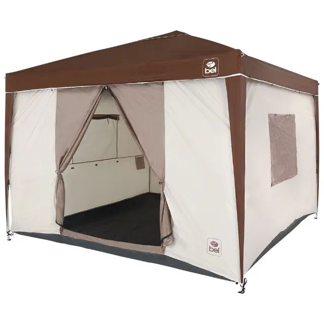 Barraca Oásis Para Gazebo Dobrável 3m x 3m Bege e Marrom Bel  