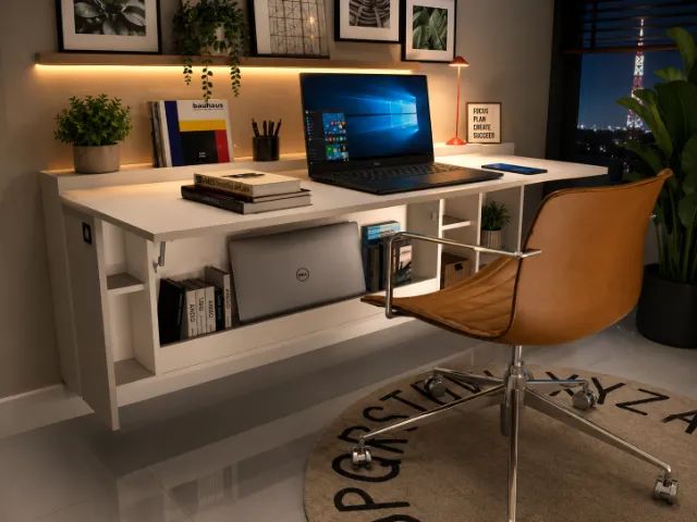 Mesa Negretta Top Multifuncional . Dobrável com Armário para guardar livros e notebook - Foto 3