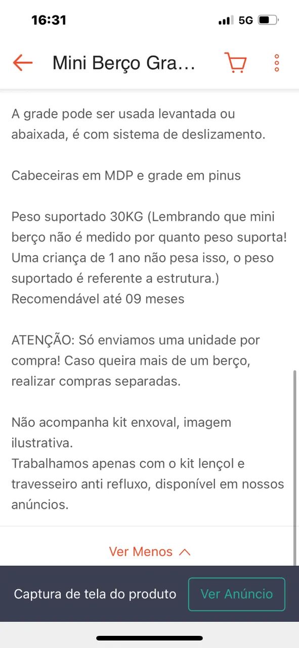 Mini Berço Branco - Foto 5
