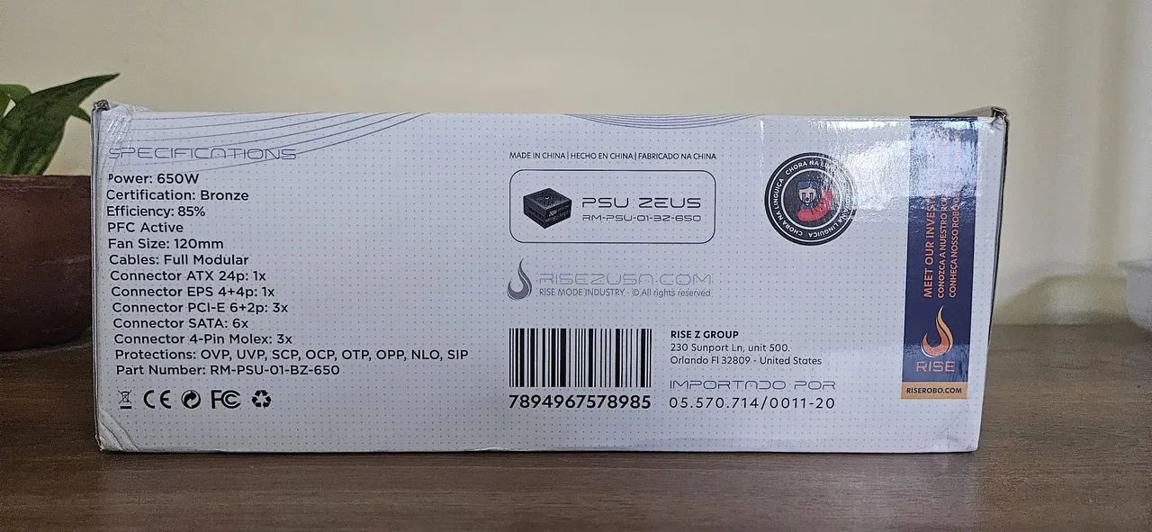 FONTE MODULAR RISE MODE ZEUS 650W BRONZE - Foto 5
