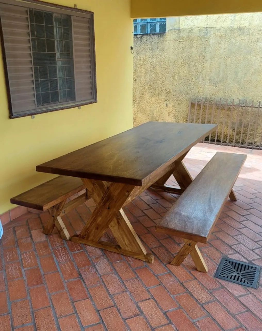 Mesa Rústica 2,20m x 0,80m C/02 Bancos Completa Nova , Promoção  - Foto 2