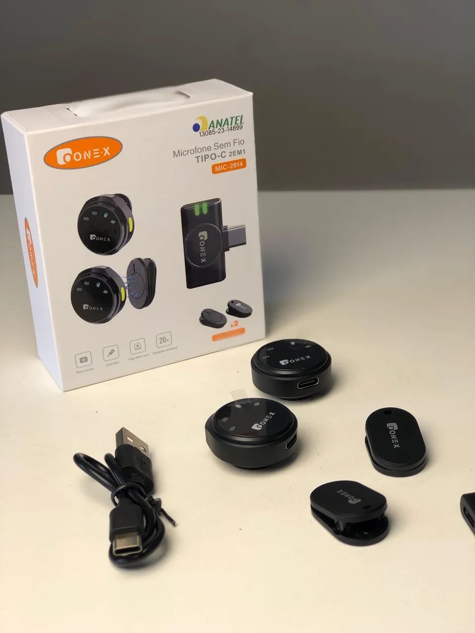 Microfone de lapela Tipo C 