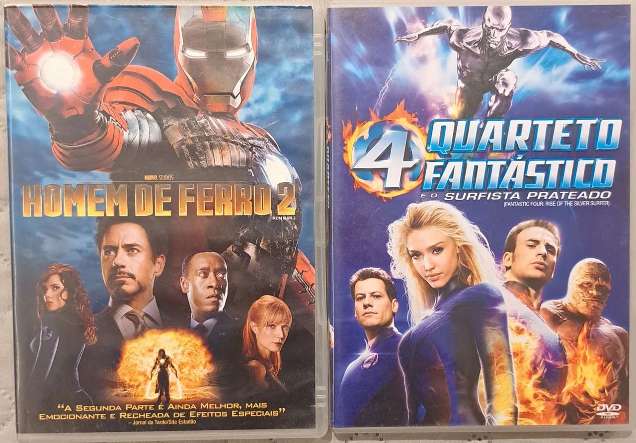 DVDs da Marvel Homem de Ferro 2 e Quarteto Fantastico 