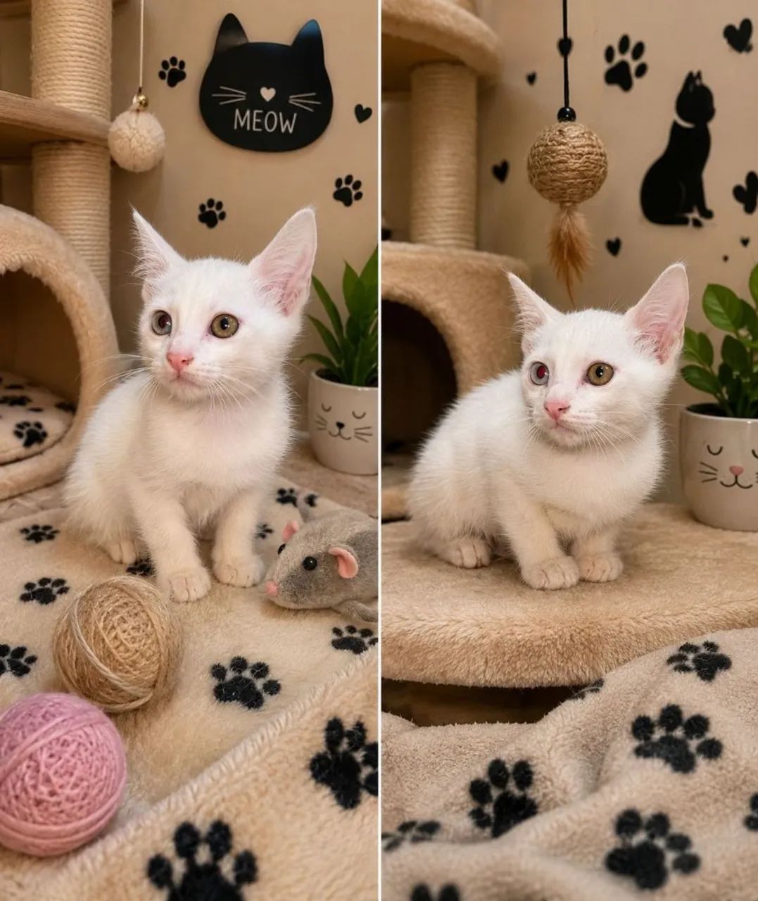 Khao Manee Macho e Femea olhos Bicolor