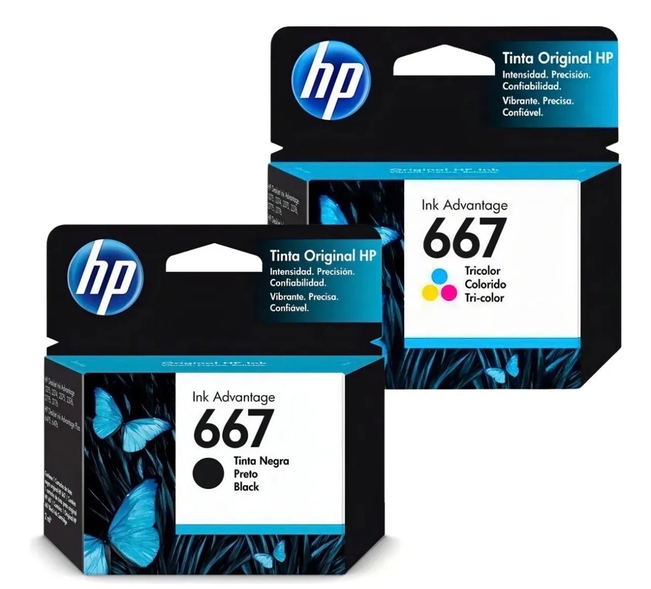 Original HP Color and Black-and-White 667 Cartridge