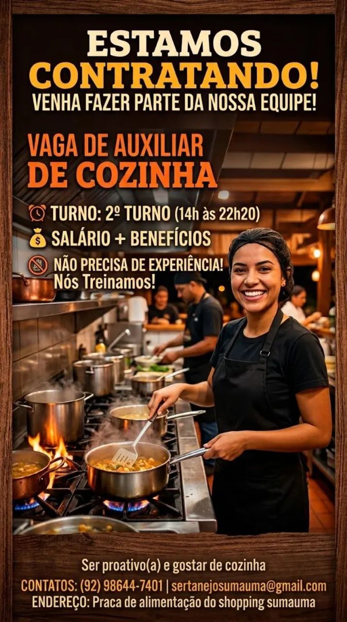 Vaga de auxiliar de cozinha 