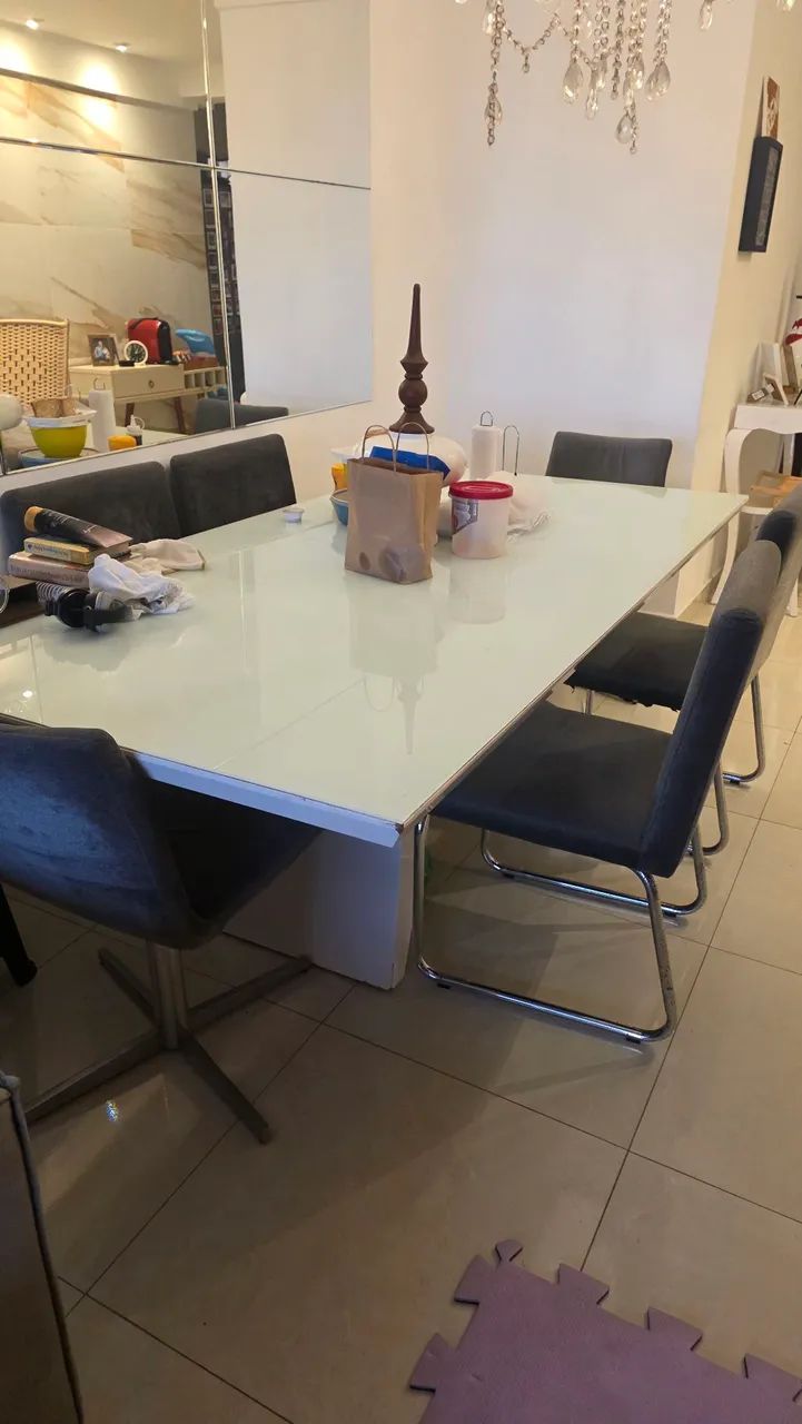 Mesa de Jantar de vidro com 6 cadeiras - moderna e elegante  - Foto 2