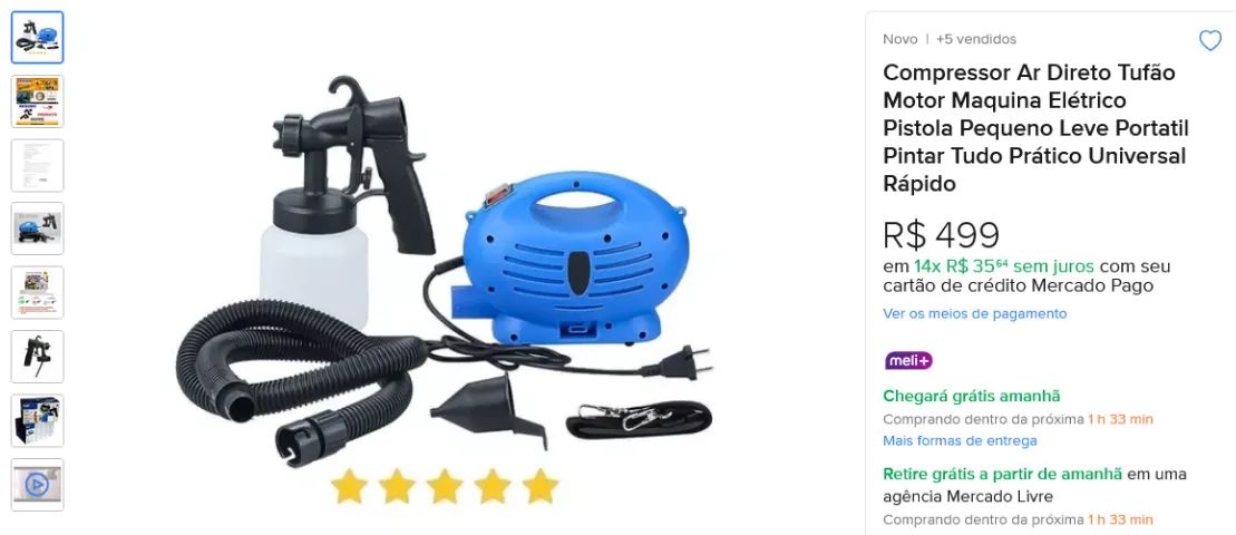 Compressor Ar Elétrico Para Pintura 110v - Foto 6