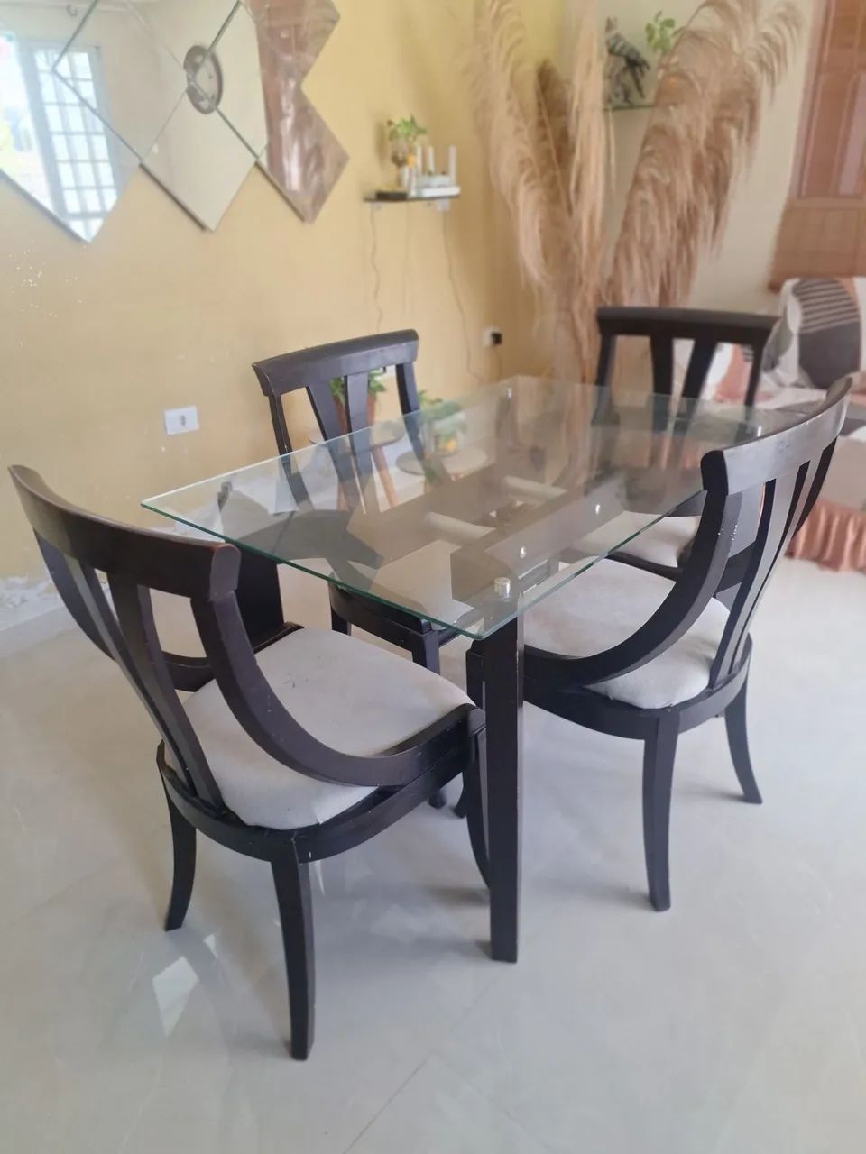Mesa Madeira Tampo Vidro  - Foto 5