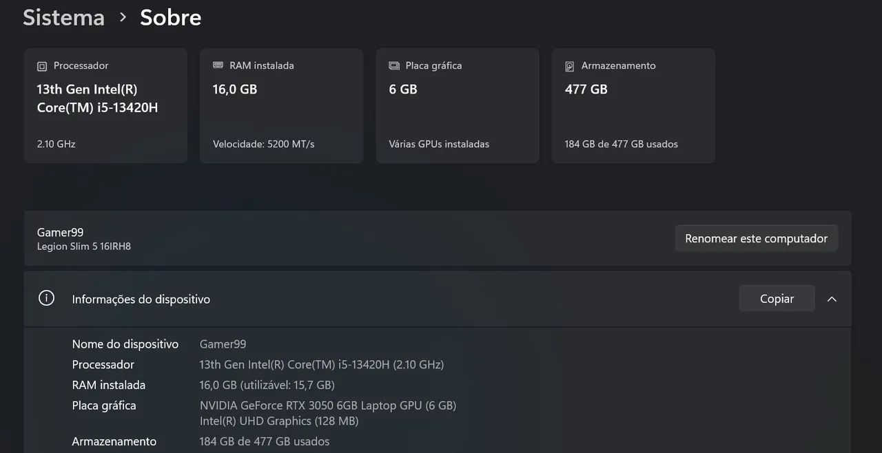 Notebook Lenovo Legion Slim 5i - Foto 5