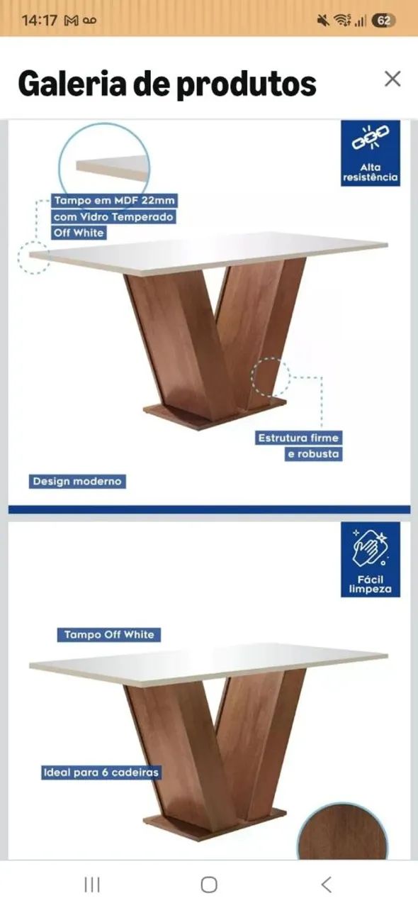 Mesa com tampo de vidro (somente a mesa) - Foto 3