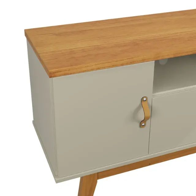 RACK SIRIUS 0.9 90X73,7CM ALTURA TV ATÉ 32 OFF WHITE/CINAMOMO PATRIMAR MOVEIS - Foto 4
