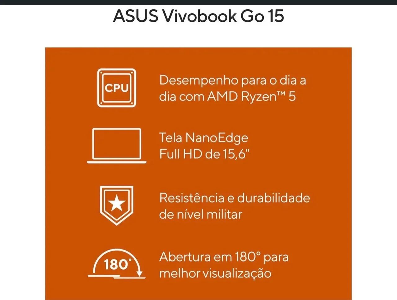 Notebook ASUS Vivobook Go 15 512 GB PRETO - Foto 5