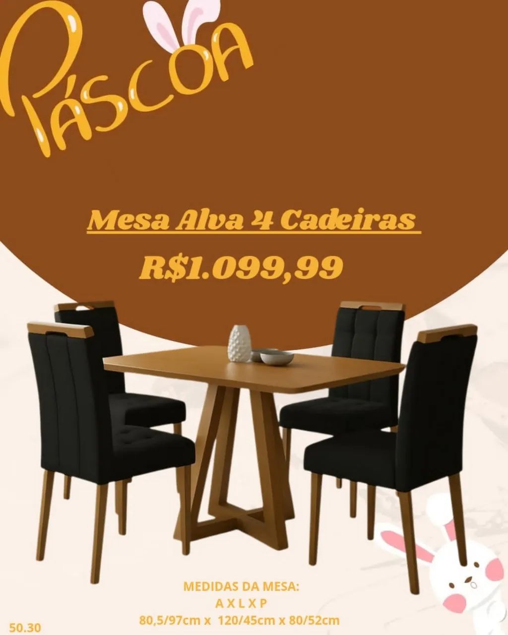 Mesa Alva 4 Cadeiras