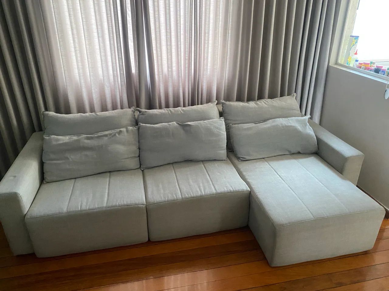 Sofá linho retrátil cinza - Foto 3