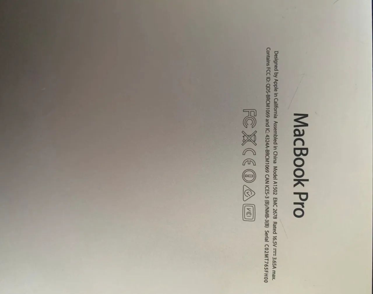 MacBook Pro A1502 COM DEFEITO 