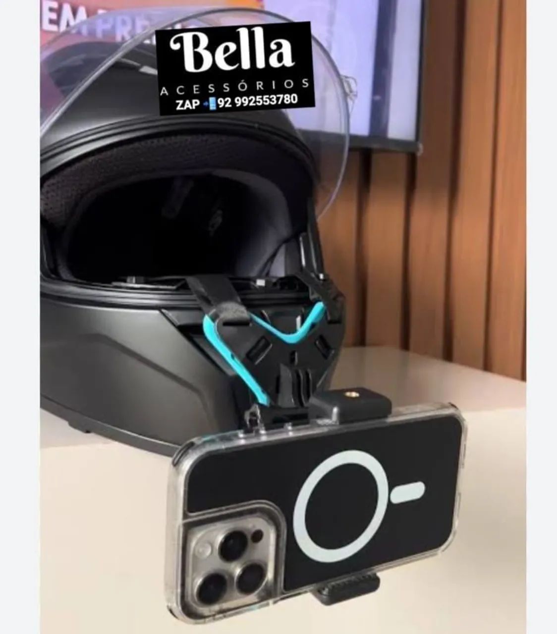 SUPORTE CELULAR PARA CAPACETE CÂMERA GROPO AVENTUREIRO - Foto 4