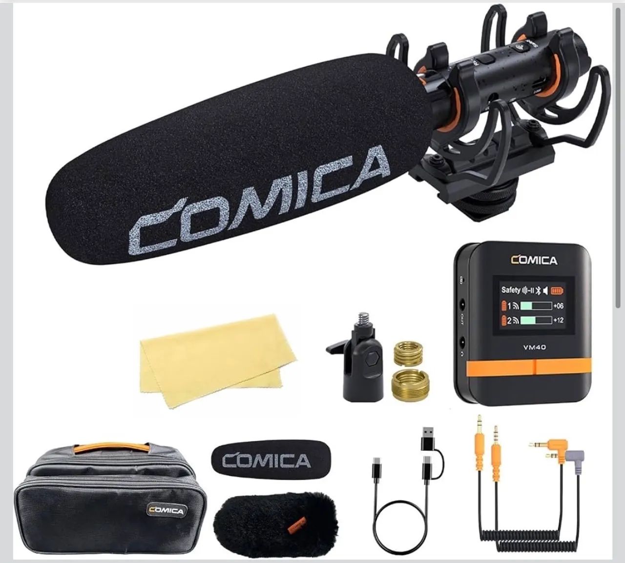 Microfone Shotgun sem fio comica VM40 2.4G