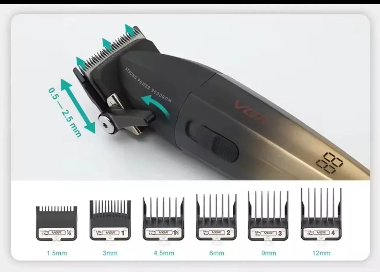 Máquina de Cortar Cabelo Profissional VGR profissional para barbeiros V-003<br> - Foto 2