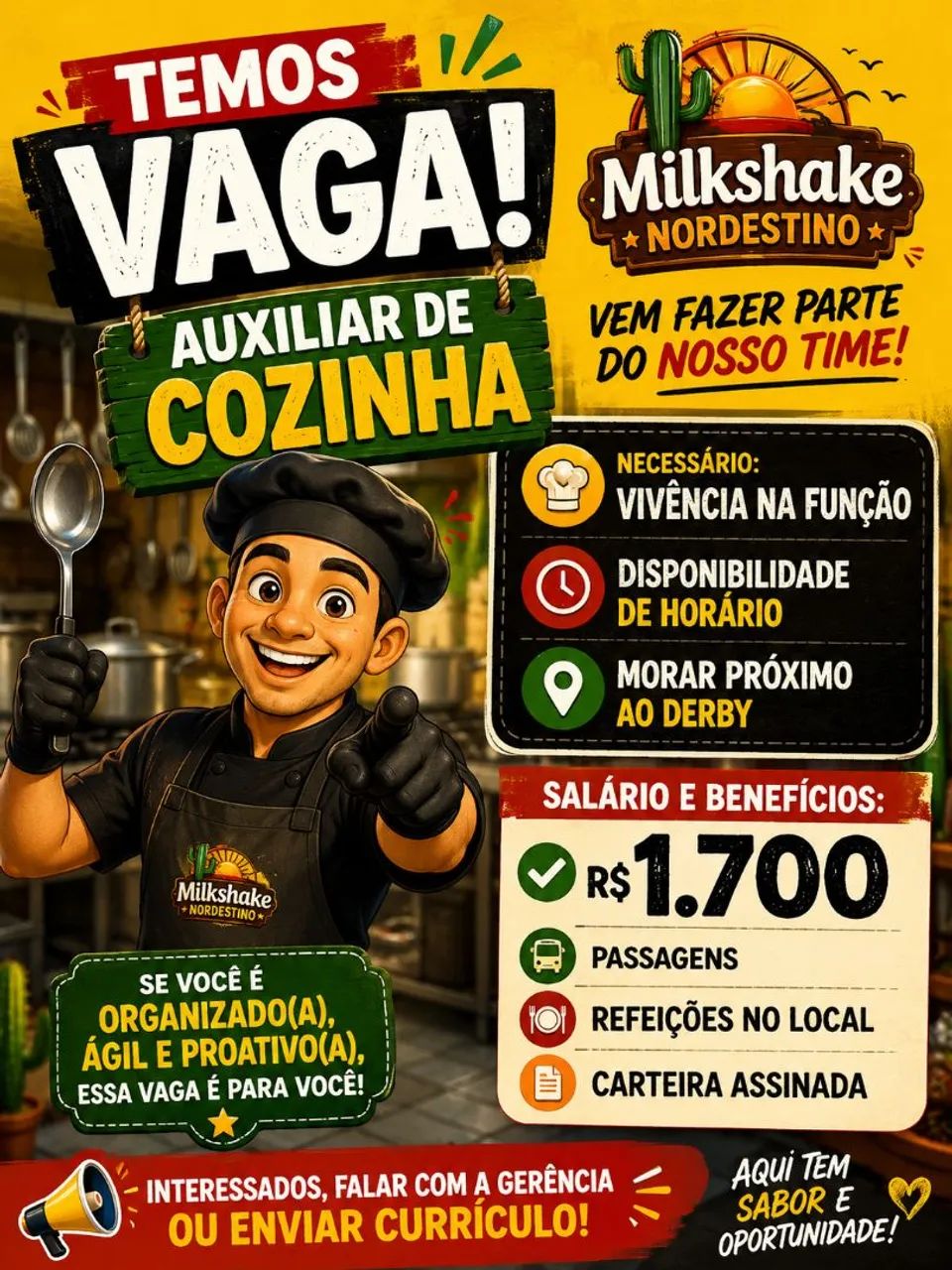 Vaga Aux de cozinha 