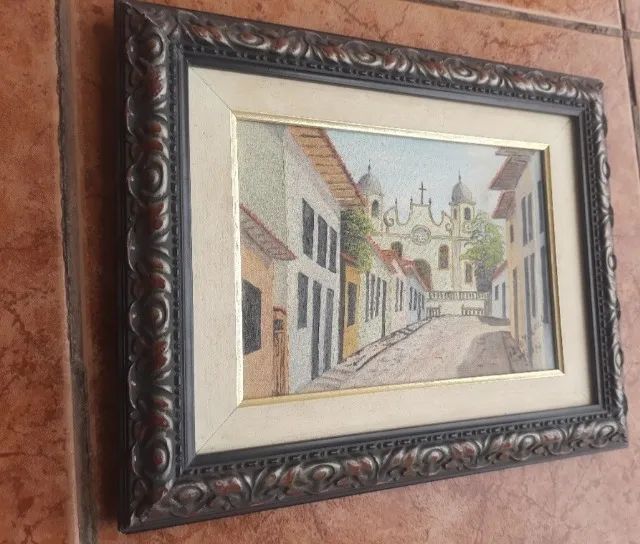 Quadro antigo óleo sobre tela Paraty 28cm x 34cm antiguidade - Foto 3