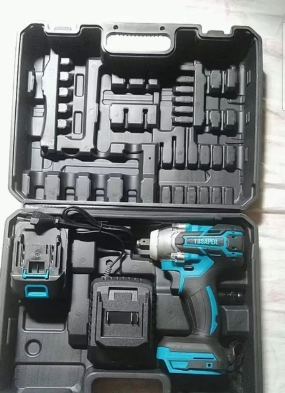 Chave de impacto 21v torque 380NM com Bateria mala e soquete