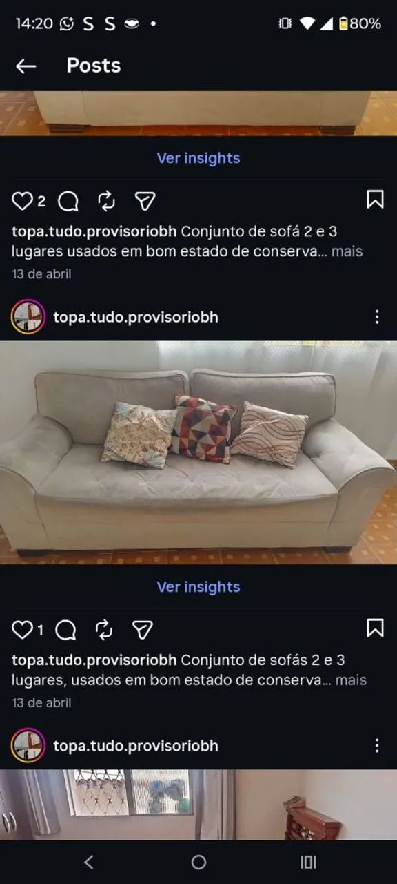 Conjunto  de sofá  seminovo  de 2 e 3 lugares