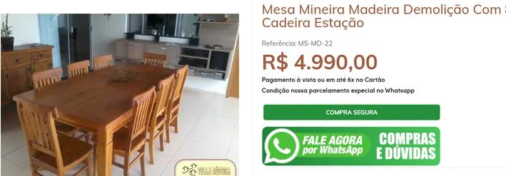Mesa madeira rustica com 8 lugares