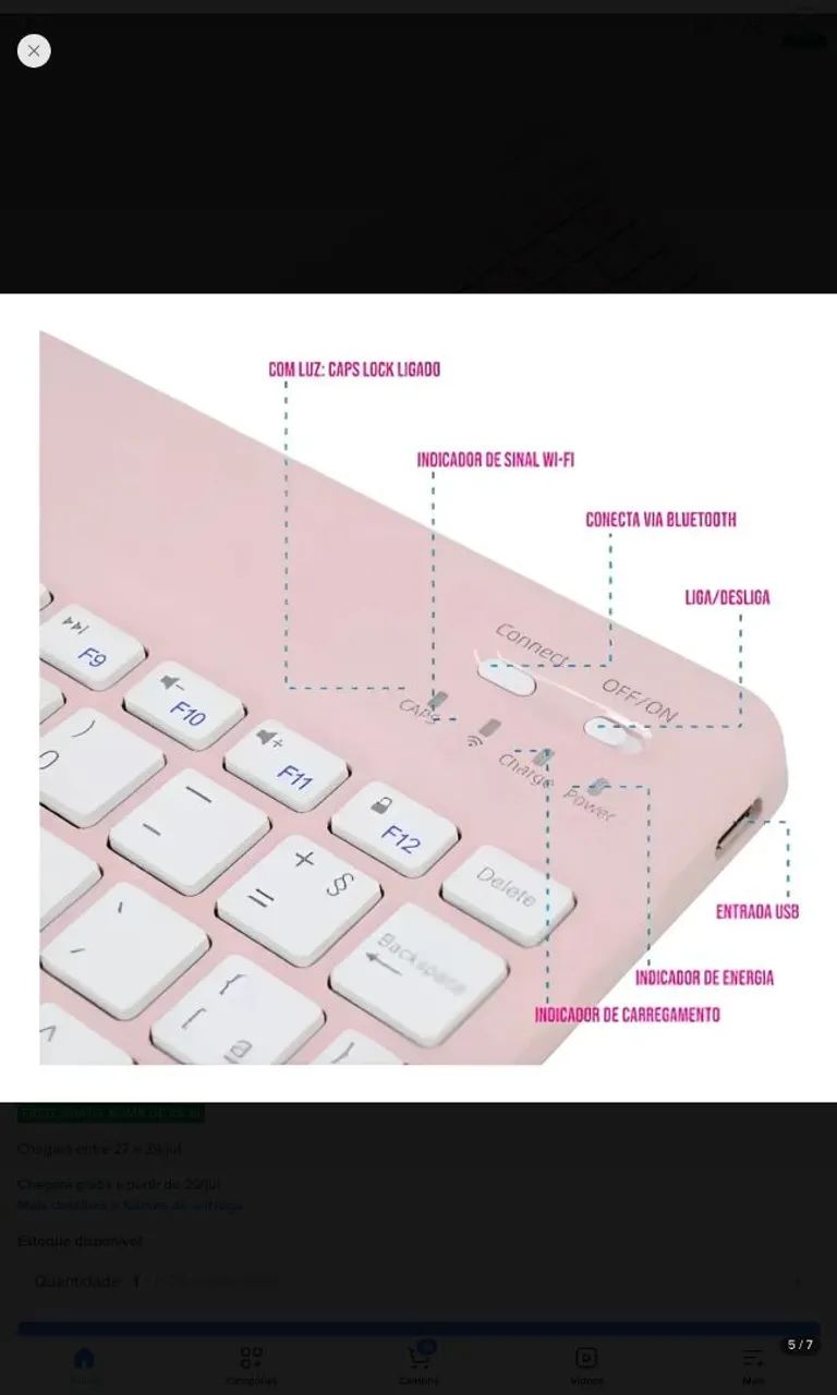 Kit Teclado e mouse bluetooth sem fio Branco/rosa - Foto 3