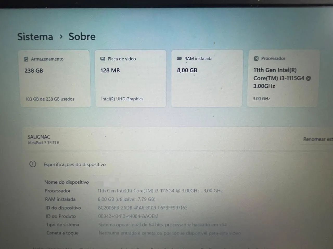 Notebook i3 11geracao