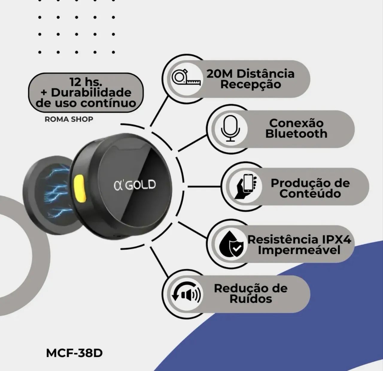 Microfone de lapela - Foto 4
