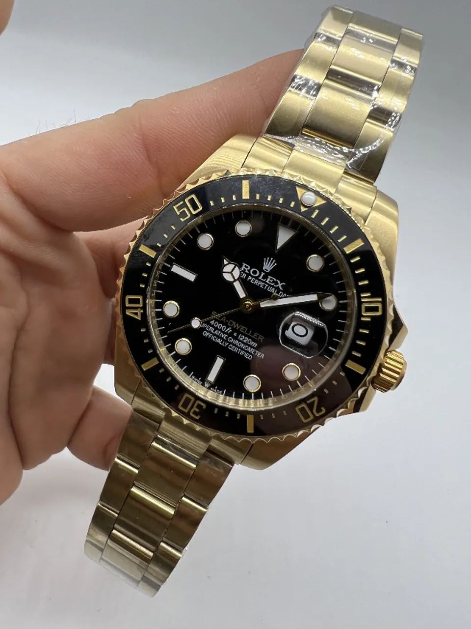 Relógio ROLEX SUBMARINER AUTOMÁTICO DOURADO MOSTRADOR PRETO - Foto 5