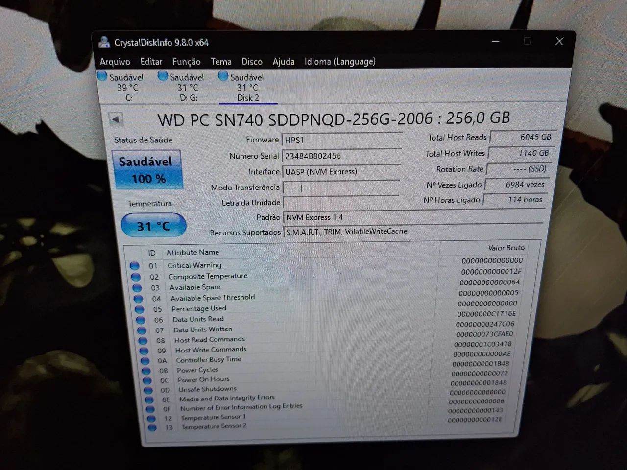 NVMe WD 256GB - Foto 2