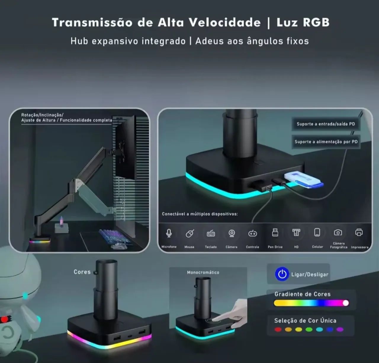 Suporte braço Articulado Coibeu  RGB 17/34 Polegadas  - Foto 5