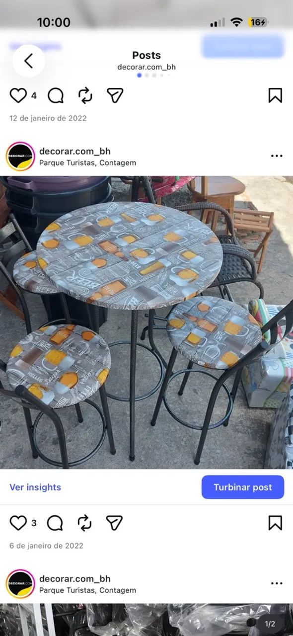 Jogo bistrô aço (mesa com 3 bancos) - Foto 3