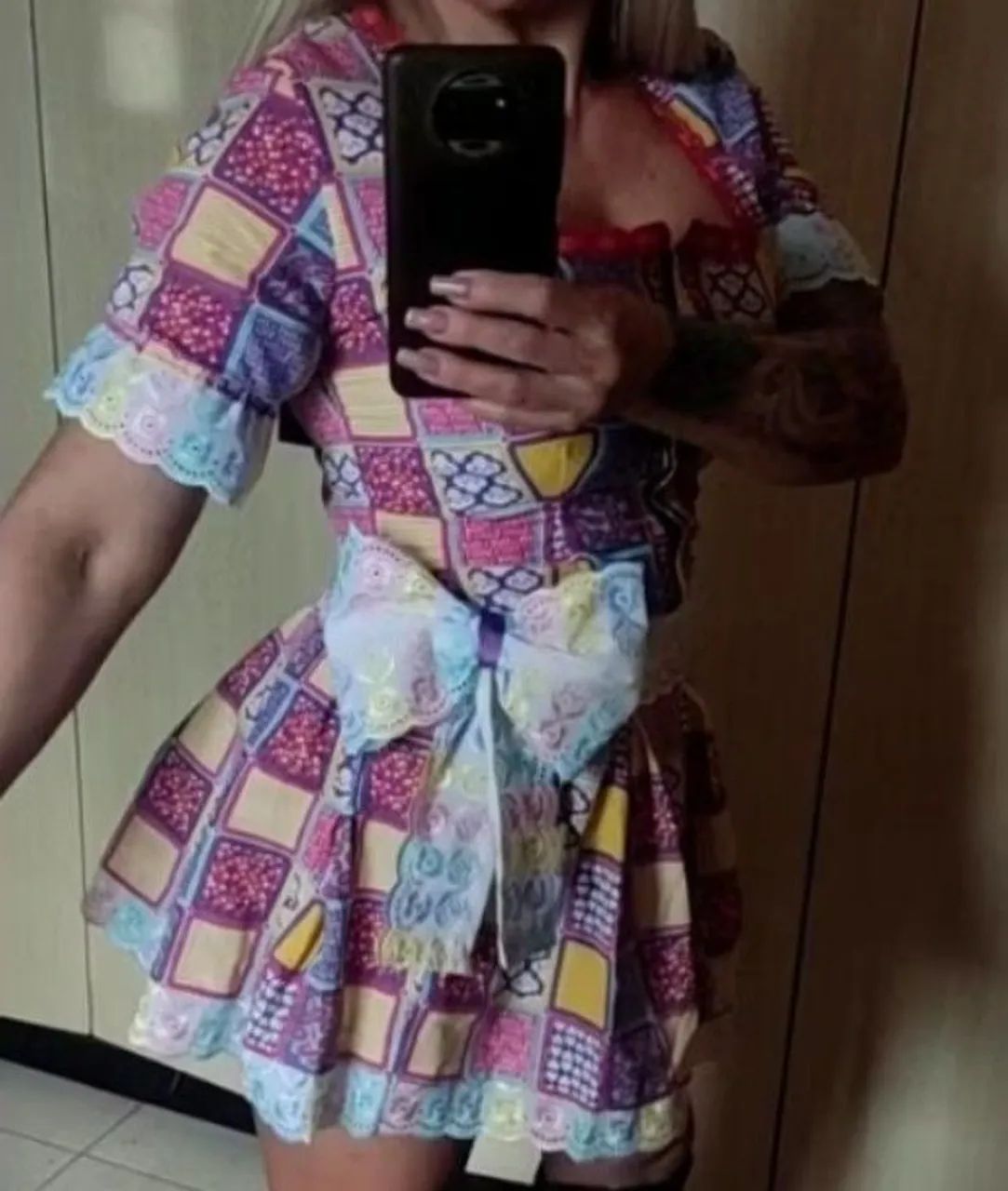 Vestido Junino Exclusivo com Bordado Inglês - Foto 3