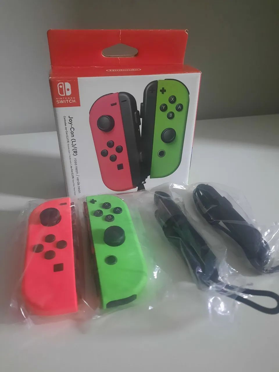 Controle Nintendo Switch, Joy-Con, verde e rosa original 