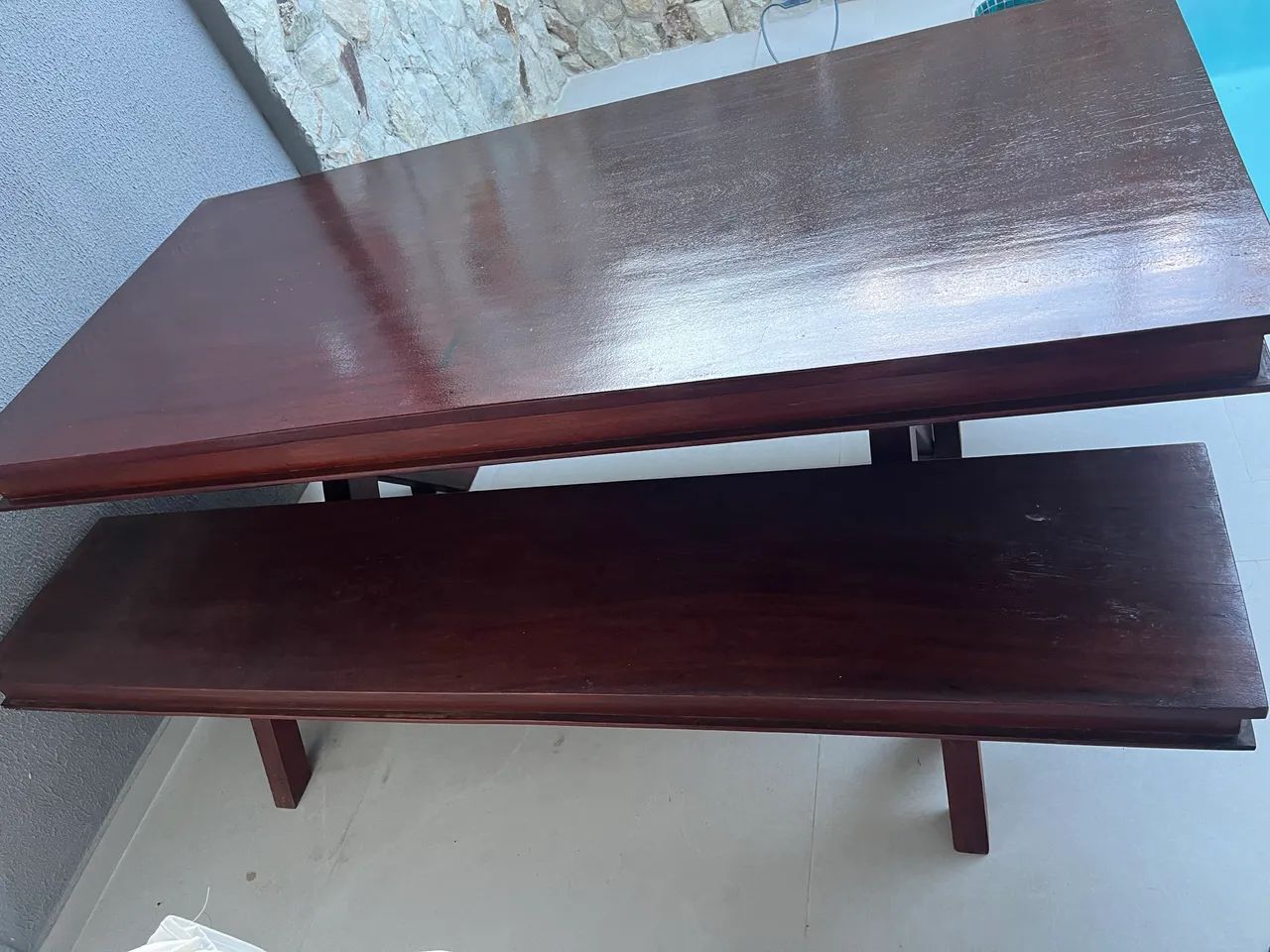 Mesa de jatobá madeira com bancos  - Foto 2