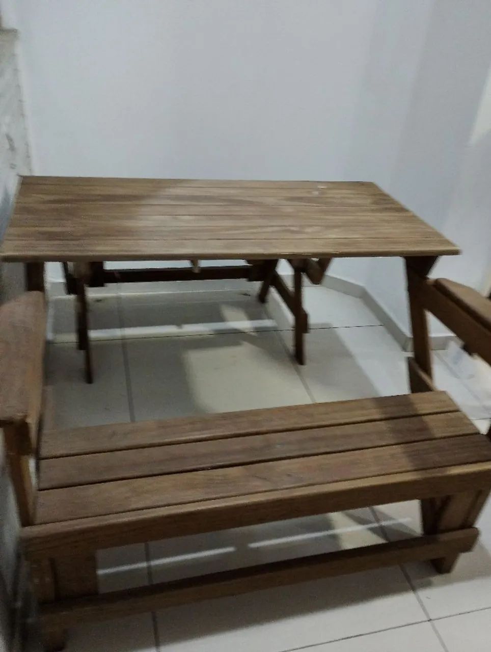 Banco que vira mesa madeira - Foto 4