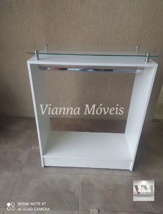 Balcão Cabideiro com Tampo de Vidro 6mm - NOVO - Foto 2