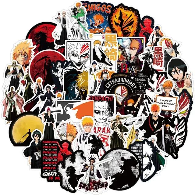 Kit 50 Adesivos de Bleach - Ichigo Kurosaki - Autocolantes Pcs Peças Unidades - Foto 2