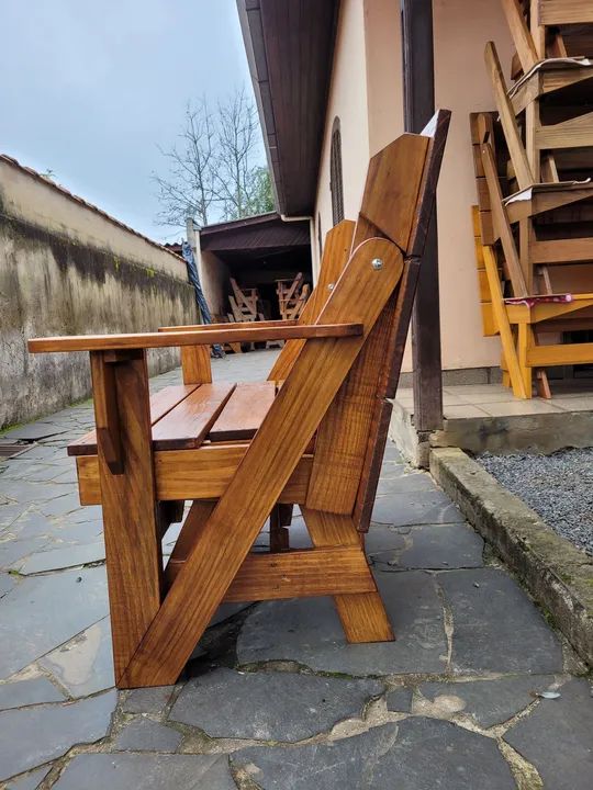 Banco de Madeira Maciça com Mesa Dobrável - Foto 4