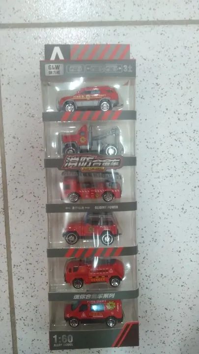 Conjunto de Carros de Bombeiros de Metal - 5 Peças